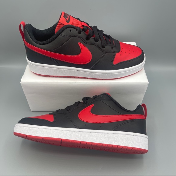 Nike Court Borough Low 2 Big Girl' Shoes/color Black/White/University Red - Picture 13 of 17